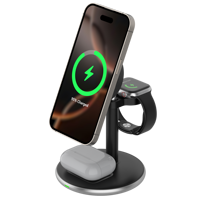 Support de charge sans fil magnétique 3 en 1 15W, support universel réglable pour téléphone, montre, écouteurs, chargeur de bureau