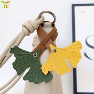PU Leather Ginkgo <b>Leaf</b> Light Keychain Charm Cute Car Hanging Ornament Durable High Quality - Product Image 4