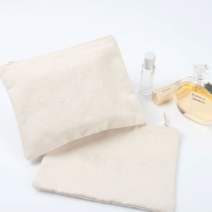 100% khuyến mại bán buôn dây kéo trang điểm Túi sinh thái thân thiện bông vải phụ kiện <span class=keywords><strong>Pouch</strong></span> hai mặt Túi mỹ phẩm cho phụ nữ - Product Image 2