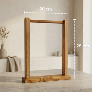 Elegante soporte para menús de madera, hecho de madera de teca 100% maciza, ofrece una elegancia natural ideal para cafeterías y restaurantes. - Product Image 1