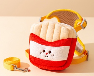 กระเป๋าเป้สะพายหลังลายแฮมเบอร์เกอร์และเฟรนช์ฟรายส์น่ารัก ทนทาน ป้องกันการหลุดรอด สายจูงสัตว์เลี้ยงสำหรับใช้งานกลางแจ้ง สำหรับสุนัขและแมว - Product Image 3