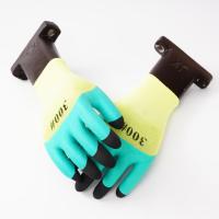 Gants de travail de jardin durables et respirants en tricot antidérapant avec revêtement en mousse de latex verte et double trempage
