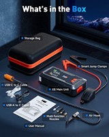 Démarreur multifonctionnel pour camion/voiture et gonfleur de pneus, courant de crête 600A, batterie Li-ion 12000mAh, lumière d'urgence LED, anti-étincelles