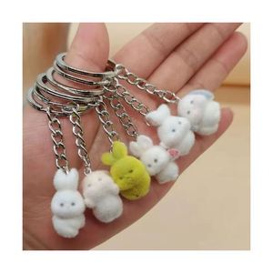 Porte-clés Lapin Mignon en Peluche Miniature 3D en PVC, Breloques de Sac, Accessoires, Porte-clés en Résine Floquée - Product Image 1