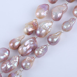 Perlas Barrocas de Agua Dulce Púrpuras Cortas de 18 cm, Perlas Sueltas Naturales Blancas de 15-18 mm para Accesorios de Joyería DIY - Product Image 2
