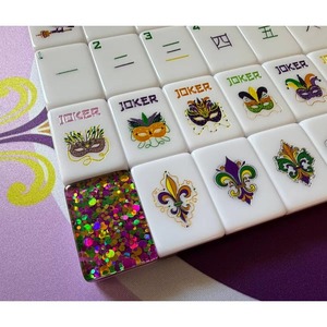 <span class=keywords><strong>Mac</strong></span> Miller Laissez Les Bons Temps Rouler Juego de Fichas de Mahjong Americanas de Acrílico de 2 Capas con Purpurina Morada, 160 Piezas para Venta al por Mayor - Product Image 4