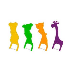 Hilo Dental para Niños con Diseño Divertido, Palillos y Varillas de Hilo Dental con Material PE - 4 Diseños de Animales Divertidos, Cuidado Bucal con Sabores - Product Image 1