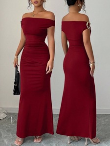 Nouvelle Robe Longue Élégante et Sexy Asymétrique (Épaule Dénudée) pour <span class=keywords><strong>Soirée</strong></span>, Collection Automne-Hiver 2025 – Vêtements <span class=keywords><strong>Femme</strong></span> - Product Image 6