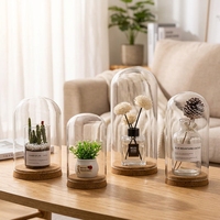 Campana de Cristal Transparente Ecológica para Decoración del Hogar, con Base de Madera, para Navidad, Graduación, Día de la Madre, Venta al por Mayor
