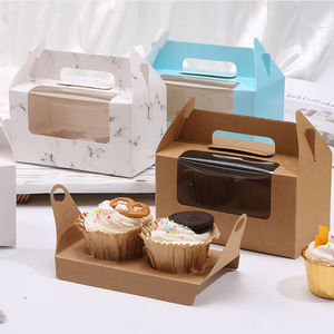 Benutzer definierte gedruckte bunte 1 <span class=keywords><strong>2</strong></span> 4 6 Slot Geschenk verpackung Transparente Fenster Bäckerei Display Cupcake <span class=keywords><strong>Box</strong></span> mit Griff - Product Image 6