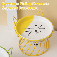Gamelle surélevée en céramique pour chat et chiot, design oreilles de chat mignon, lavable et ergonomique pour le cou