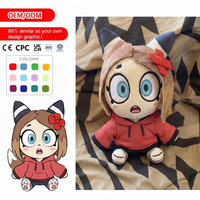Peluches personnalisées, faible MOQ, personnage anime réduit à l'échelle, à capuche et aux grands yeux, marchandise de convention, jouet en peluche personnalisé OEM