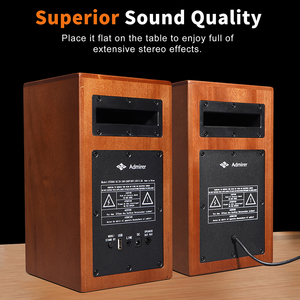 Loa kệ sách gỗ HiFi <span class=keywords><strong>Stereo</strong></span> 5.0, <span class=keywords><strong>Bluetooth</strong></span> không dây với đầu vào USB/AUX cho gia đình/máy tính/để làm quà tặng, bán trực tiếp từ nhà máy - Product Image 2