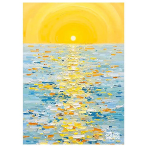 Peinture à l'huile peinte à la main, paysage marin au lever du soleil, art abstrait sur toile, décoration murale pour salon, entrée, sans cadre - Product Image 5