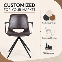 Chaise de salle à manger moderne et durable en cuir synthétique avec accoudoirs en métal pour la maison, le bar et l'hôtel – Offre Spéciale