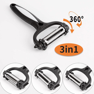 Éplucheur de pommes de terre multifonctionnel créatif 3-en-1 rotatif à 360 degrés, gadget pour faire des chips de légumes - Product Image 1