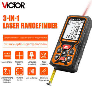 Лазерный дальномер VICTOR 843 (50м, 70м, 100м) с рулеткой и лазерной линией 3-в-1, голосовым оповещением и зарядкой от USB - Product Image 3