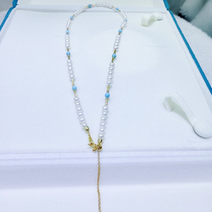 Collier de perles naturelles Aurora de Zhuji, 4-5 mm, sans défaut, infusé de dopamine, coloré, accessoires en argent pur, collier de perles tendance - Product Image 2