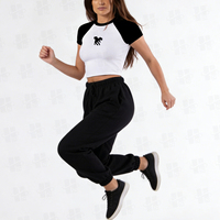 T-shirt pour femme en coton respirant à manches courtes, coupe ajustée, col rond, avec impression de logo personnalisée de haute qualité, couleur contrastée, idéal pour l'été