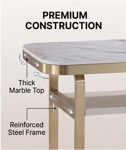 Table <span class=keywords><strong>de</strong></span> manucure en marbre avec cadre doré champagne et tiroirs <span class=keywords><strong>de</strong></span> rangement pour salon – Vente en gros - Product Image 4