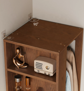 Armoire <span class=keywords><strong>de</strong></span> chevet d'angle en bois massif <span class=keywords><strong>de</strong></span> luxe léger avec porte-manteau pour petit appartement, unité <span class=keywords><strong>de</strong></span> rangement <span class=keywords><strong>de</strong></span> <span class=keywords><strong>chambre</strong></span> ZWJ046 - Product Image 6