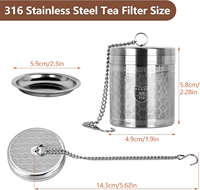 Infuseur à thé en maille fine avec chaîne, compatible théières et tasses, réutilisable, multi-tailles, compatible lave-vaisselle, avec plateau de récupération des infusions, vente en gros, direct usine