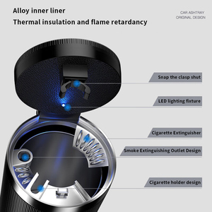Cendrier de voiture avec porte-gobelet, bande lumineuse LED, doublure ignifuge, amovible, résistant aux hautes températures, grande capacité - Product Image 6