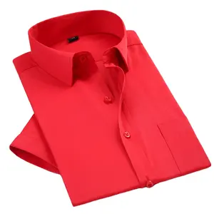 Camisa roja grande de manga corta, ropa de trabajo ajustada para hombres, camisa profesional, compra grupal, uniforme, ropa de trabajo, se puede bordar LO