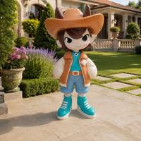 Escultura Grande de Vaquero de Dibujos Animados en Fibra de Vidrio, Estatua de Personaje Mascota de FRP para Decoración de Arte Callejero en Centros Comerciales