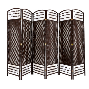 6-Pannelli tessuto fibra <span class=keywords><strong>di</strong></span> <span class=keywords><strong>legno</strong></span> divisorio in fibra naturale pieghevole Privacy schermo separatore <span class=keywords><strong>legno</strong></span> mobile e pieghevole - Product Image 1