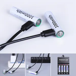 Fungsi Baru Baterai 1.5V Aaa 1000mWh Baterai Li Ion Litium Isi Ulang USB Mikro