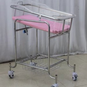 Cuna de Acero Inoxidable de Grado de Exportación, Centro de Cuidado Posparto, Carrito Médico Móvil Inclinable, Anti-Escupitajos, para Recién Nacidos - Product Image 4