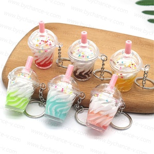 Crème glacée entreprise marketing promo idée cadeau crème glacée artificielle sundae porte-clés pendentif <span class=keywords><strong>petit</strong></span> cadeau pour les consommatrices - Product Image 1