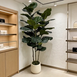 Plante artificielle réaliste en pot Ficus lyrata de plusieurs tailles avec revêtement en mousse pour la décoration de salon et d'hôtel - Product Image 1
