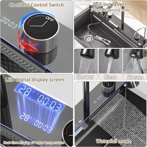 XHS 2025 Popular fregadero multifunción <span class=keywords><strong>de</strong></span> una sola ranura grande pantalla Digital LED antiarañazos 304 cascada <span class=keywords><strong>de</strong></span> acero inoxidable cocina Sin - Product Image 6
