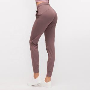 กางเกงวอร์มสำหรับเล่นกีฬาโยคะมีกระเป๋าด้านข้างมีเชือกรูดกางเกงวิ่งออกกำลังกายแบบสลิมฟิตของผู้หญิงกางเกงวิ่งทำจากไนลอน - Product Image 5