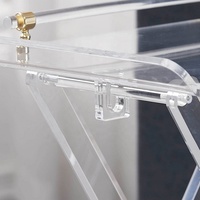 Table basse pliante en acrylique personnalisée avec poignées, design de présentoir transparent