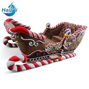 Décoration de Noël extérieure en résine et fibre de verre, grande taille 10 pieds, canne en sucre, pain d'épices, traîneau du Père Noël - Product Image 2