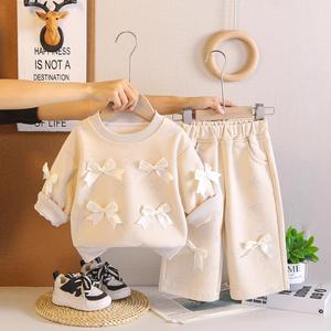 Nouvel ensemble sweat-shirt et pantalon à nœuds multiples motif dessin animé pour petites filles, collection printemps-automne 2026 - Product Image 4