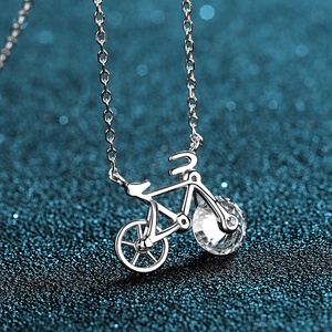 Fábrica al por mayor joyería fina s925 plata esterlina moissanite bicicleta colgante collar