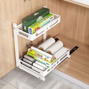 <b>Kitchen</b> Cabinet Organizer Under the Sink Shelf Storage <b>Pull</b> <b>Out</b> Drawer <b>Basket</b> Organizer and Storage Metal - Product Image 5