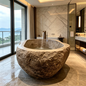 Vasca da Bagno Freestanding in Pietra Naturale a Prezzo Conveniente, Vendita Diretta dalla Fabbrica per Progetti di Bagni di Hotel Moderni - Product Image 1