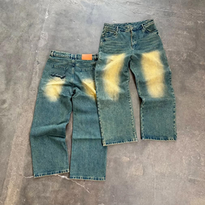 Pantalon en jean vintage en coton coupe droite de haute qualité, noir délavé, coupe ample et épaisse pour homme, fabriqué sur mesure à Dongguan - Product Image 1