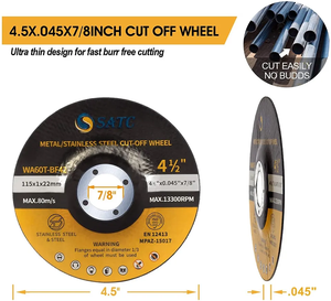 Disque <span class=keywords><strong>de</strong></span> découpe en gros 4-1/2"x0.045 X 7/8" pour métal et acier inoxydable, pour meuleuse d'angle et outil pneumatique, fabricant OEM, logo personnalisé EN12413 - Product Image 3