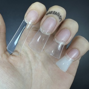 Puntas de uñas de pato Cubierta completa Flare Clear Curved Duck Feet Style Media cubierta <span class=keywords><strong>Pies</strong></span> anchos falsos Extensión francesa XL Puntas de uñas de pato - Product Image 4