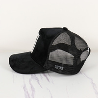 Gorra de camionero de malla en blanco de gamuza de camionero ajustable de 5 paneles con logotipo personalizado