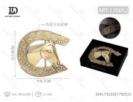 Cintura in Pelle di Cavallo con Grande Fibbia in Rame a Forma di Testa di Cavallo, Stile Casual - Product Image 1