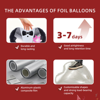 Lot de 5 Ballons Joyeux Anniversaire Ours Adorable, Ballons Cœur Blancs en Aluminium, Écologiques, Recyclables, Durables, pour Fête et Saint-Valentin