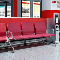 Chaise d'attente 3 places en métal pour hôpital, école, salle d'attente, aéroport, avec assise en polyuréthane, design moderne pour espaces publics