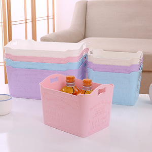 Paris Eiffel Tower Relief Storage Basket Rectangle With Handle Pink Blue Purple White Elegant Style Storage Baskets - Product Image 1